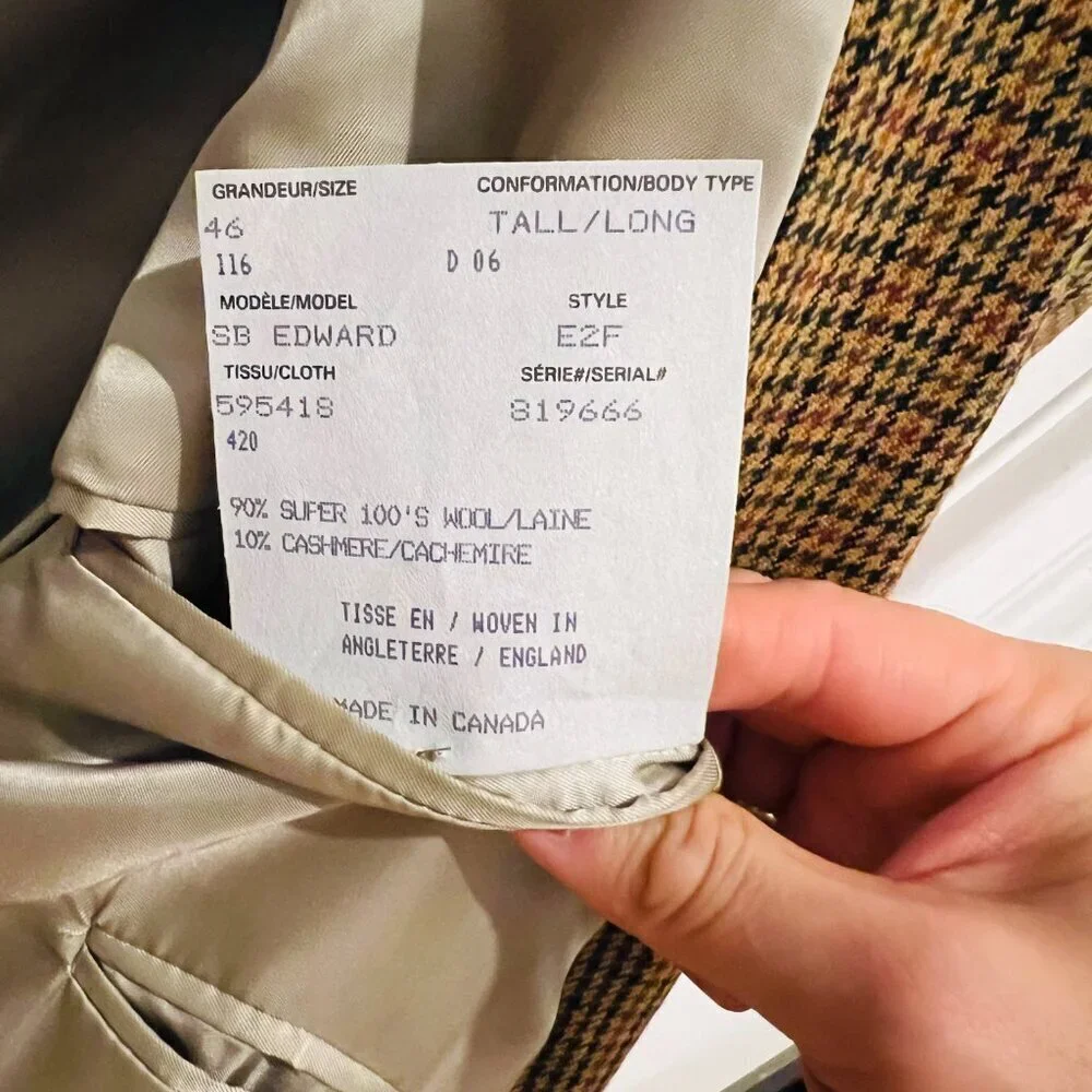 Paul Stuart Wool Sport Coat Blazer Jacket Size 46 Long